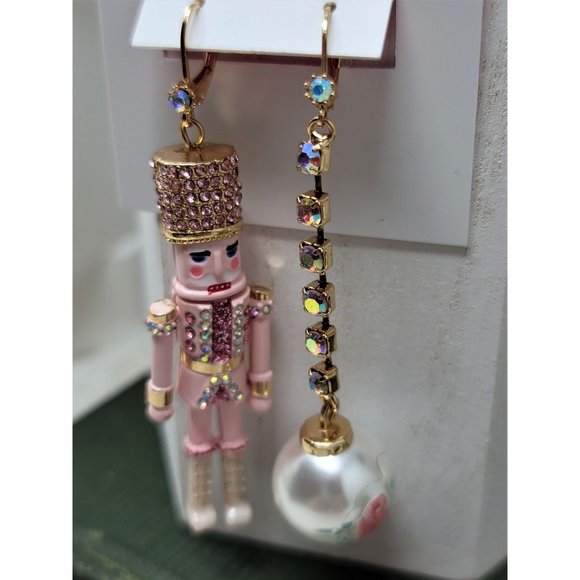 Betsey Johnson Pink Nutcracker Pierced Earrings Holiday - Picture 7 of 12